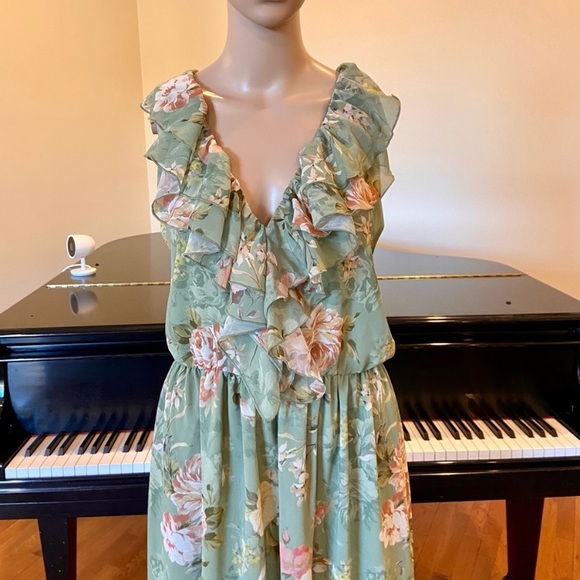 NWT Minimalist Zara Bohemian Ruffled Floral Print Midi Dress - Picture 8 of 16